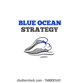 Blue ocean strategy concept, Vector hand drawn infographic