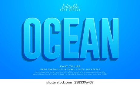 Blue ocean text effect. Blue editable text effect