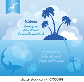 Blue ocean travel background