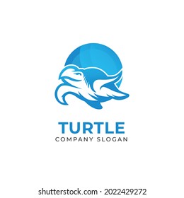 Blue ocean turtle logo template illustration