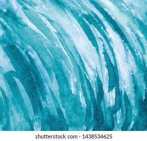 Blue ocean water background, abstract watercolor texture, vector illustration