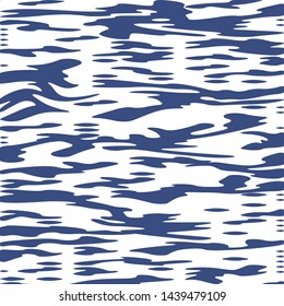 Blue Ocean Water Background, Sea Wavy Nautical and Marine Kids Texture, Reflection Surface of the Water, Yachting Army Military Hunting Camouflage Uniform Pattern