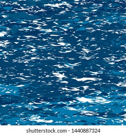 Blue Ocean Water Background, Sea Wavy Nautical and Marine Kids Texture, Reflection Surface of the Water, Yachting