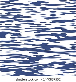 Blue Ocean Water Background, Sea Wavy Nautical and Marine Kids Texture, Reflection Surface of the Water, Yachting Army Military Hunting Camouflage Uniform Pattern