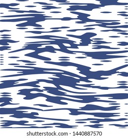 Blue Ocean Water Background, Sea Wavy Nautical and Marine Kids Texture, Reflection Surface of the Water, Yachting Army Military Hunting Camouflage Uniform Pattern