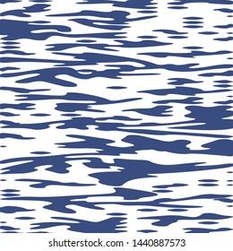 Blue Ocean Water Background, Sea Wavy Nautical and Marine Kids Texture, Reflection Surface of the Water, Yachting Army Military Hunting Camouflage Uniform Pattern