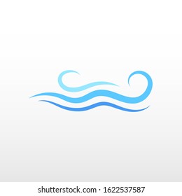 Blue ocean water fluid wave logo icon object vector isolated background