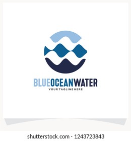 Blue Ocean Water Logo Design Template