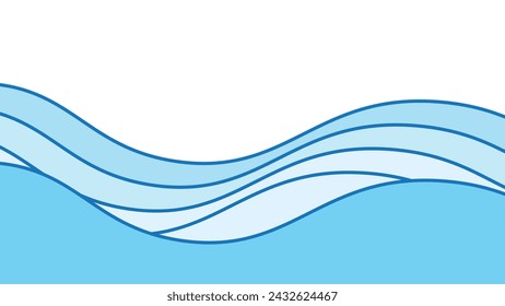 Fondo de pantalla de fondo de onda azul del océano. Ilustración de diseño de onda gráfica para el telón de fondo o presentación