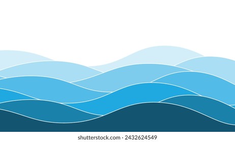 Blue ocean wave background wallpaper vector image. Illustration of graphic wave design for backdrop or presentation