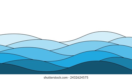 Blue ocean wave background wallpaper vector image. Illustration of graphic wave design for backdrop or presentation