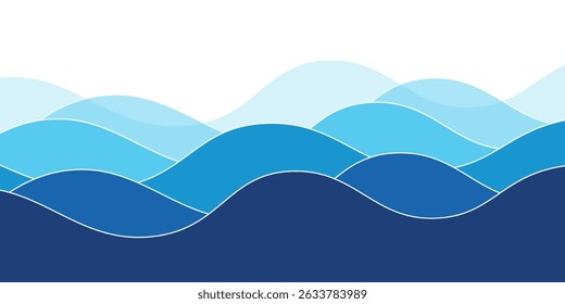 Blue ocean wave background wallpaper vector image. Illustration of graphic wave design for backdrop or presentation