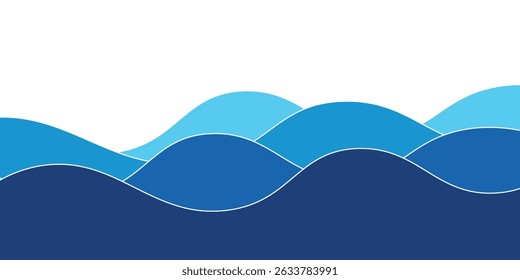 Blue ocean wave background wallpaper vector image. Illustration of graphic wave design for backdrop or presentation