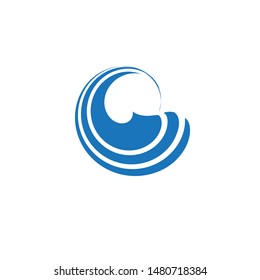 Blue Ocean Wave circle Logo Illustration
