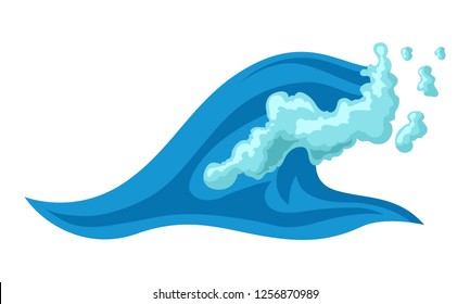 Blue ocean wave with foam. Stylized nature illustration.