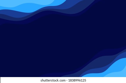 Blue ocean wave layer banner vector with dark background with copy space for text