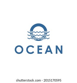 blue ocean wave letter o logo design