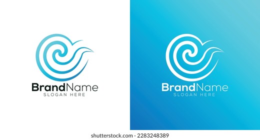 Plantilla de diseño del logotipo de la ola azul oceánica