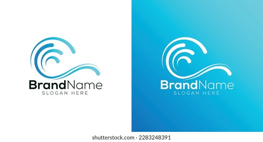 Plantilla de diseño del logotipo de la ola azul oceánica