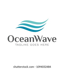 blue ocean wave logo icon vector template