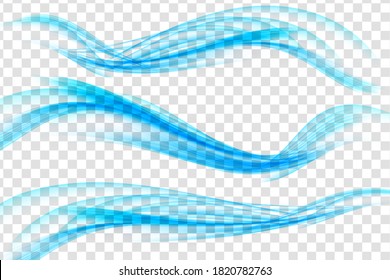 Blue Ocean Wave Set on Transparent  Background. Vector Illustration. EPS10