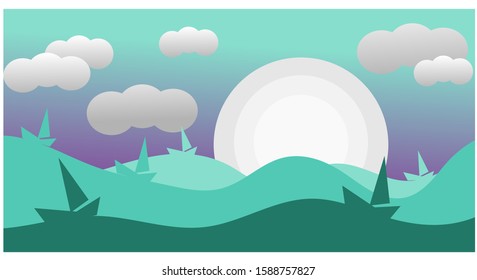 blue ocean wave with sun and clouds