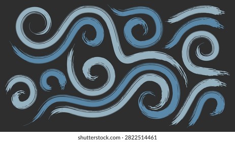 Blue Ocean Wave Swirl Abstract Pattern on Dark Background