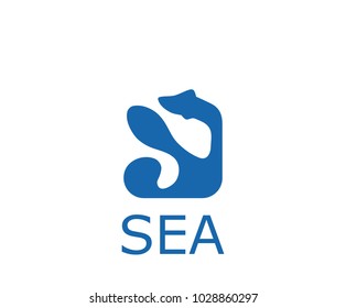 blue ocean wave water logo design illustration