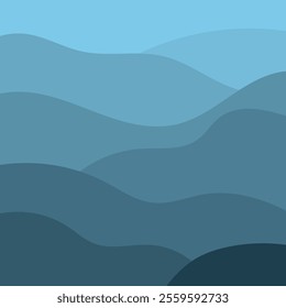 Blue ocean waves, Abstract sea silhouette wave icon, Marine decorative splash, spray, splash water sign, sea waves, storms and weather at sea, Collection of vectors, beach backgrounds