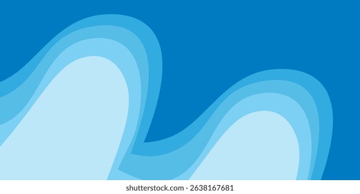 Blue ocean waves background. Minimal curve and stripe design. vector illustration