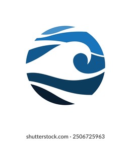 blaue Ozeanwellen im Kreis Logo Vektor