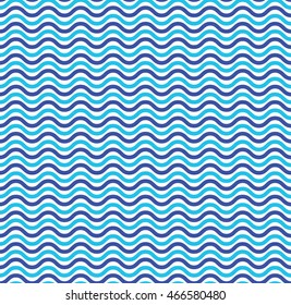 Blue ocean waves marine seamless pattern. Illustration wave line texture, vector backdrop nautical