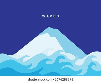 Blue Ocean Waves with Mountain and Sky Variations