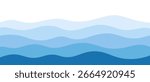 Blue ocean waves, sea background with a place for text, flat design, vector illustration. Background wavy element for a poster, banner, decoration, cover. Minimalistic simple, graphic abstract 