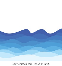 Blue ocean waves of the sea isolated on white background