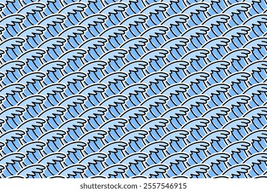 blue ocean waves seamless pattern on background for marine and nautical decorative, merchandise.  water waves vector seamless pattern background. seamless pattern of sea waves background