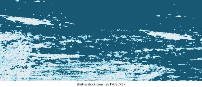 blue ocean waves Ocean surface. Sea vector illustration with water waves, blue sky and white clouds graphics, cartoon seascape or waterscape