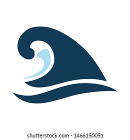 blue ocean waves, vector logo icon