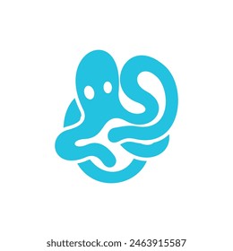 Blue Octopus Animal modern and unique logo design template vector