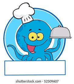  Blue Octopus Chef Logo