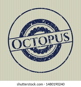 Blue Octopus distress grunge style stamp