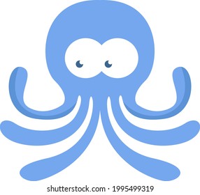 Blue octopus, illustration, on a white background.