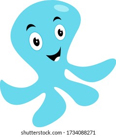Blue octopus, illustration, vector on white background
