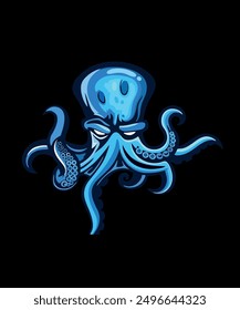 blue octopus mascot, tech-themed mascot, octopus logo, vector illustrations of octopuses, charming sea creature graphics, designs for computing, software engineering mascot, marine animal vector, univ