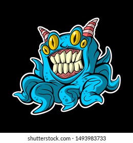 blue octopus monster vector for commercial use
