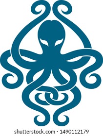 Blue octopus on a white background