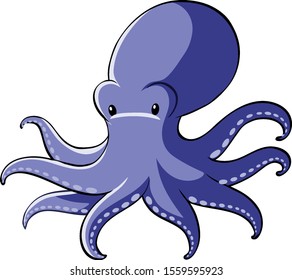 Blue octopus on white background illustration