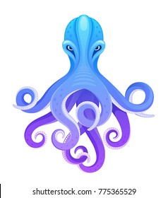 Blue octopus on a white background