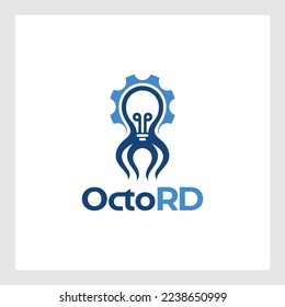 Blue Octopus symbol icon isolated on white background. Vector illustration, Logo template design.Digital Octopus logo