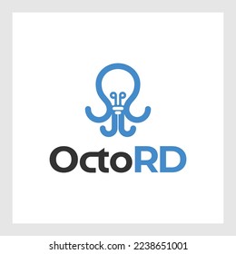 Blue Octopus symbol icon isolated on white background. Vector illustration, Logo template design.Digital Octopus logo